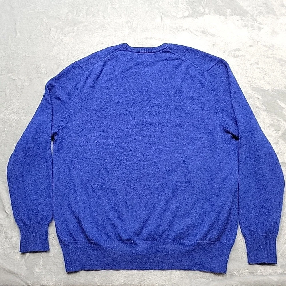 Kenneth Roberts Sweater Mens XL Blue V-Neck Cashmere Soft Warm Pullover